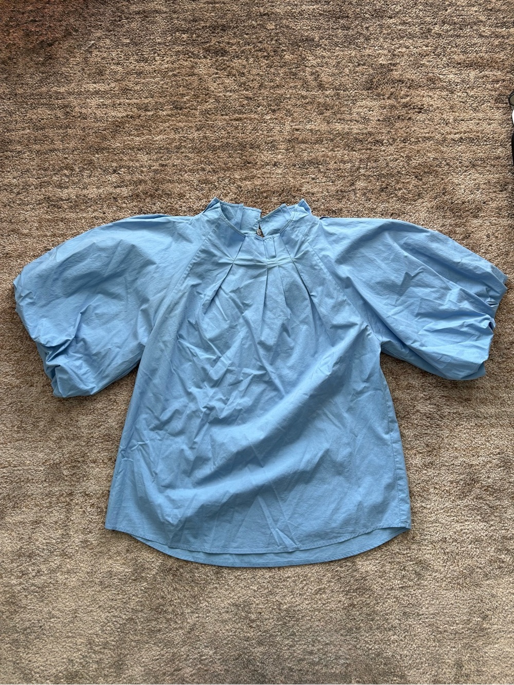 Odeeh Light Blue Cotton Puff Sleeve Top - Size 34